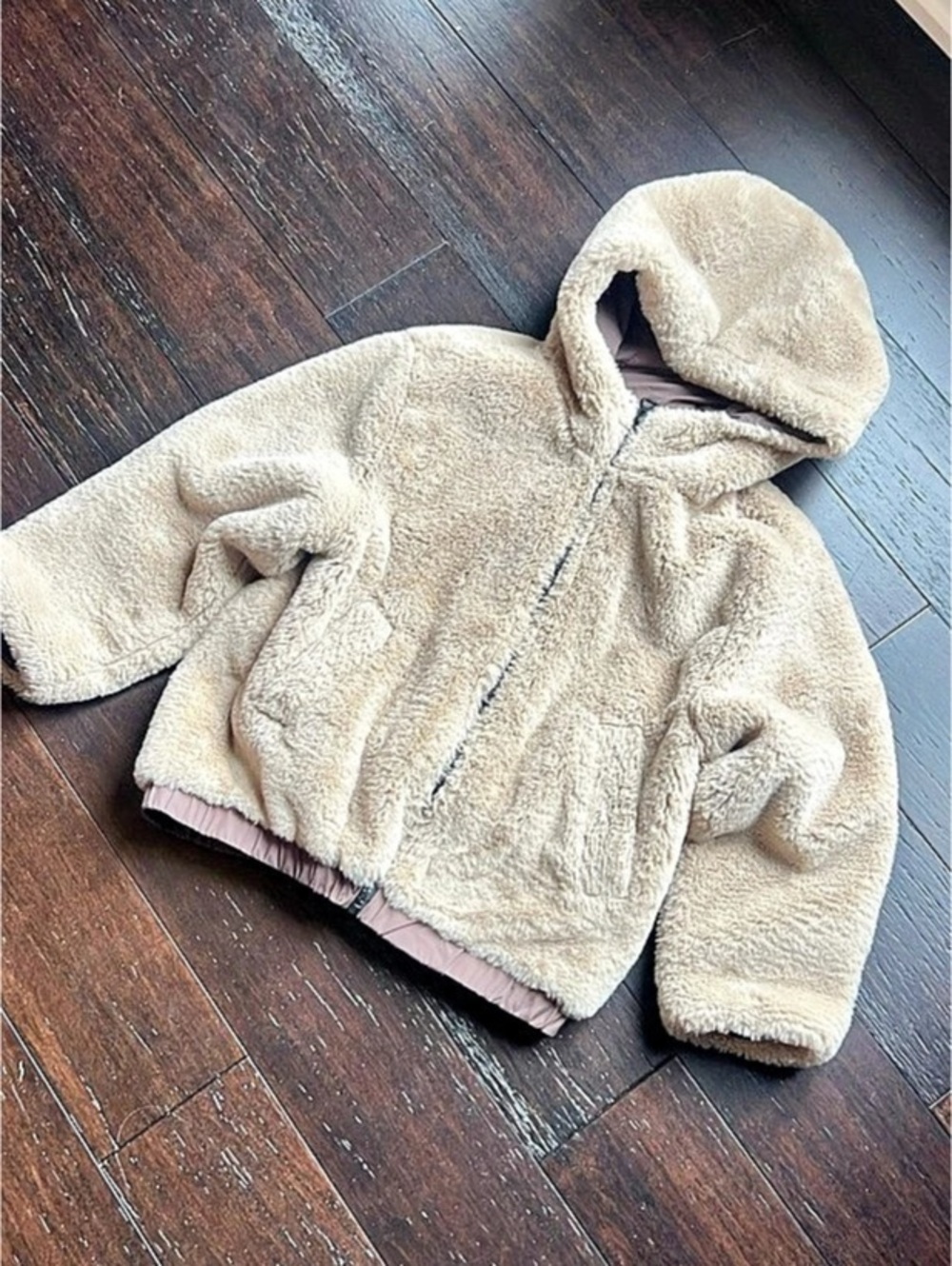 ZARA Girls Teddy Jacket in Brown